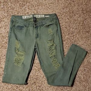 Womens Washed Destroyed Jeans